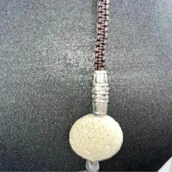 Bohemian lava stone and bead expansion necklace with silver tone accent - Picture 8 of 10